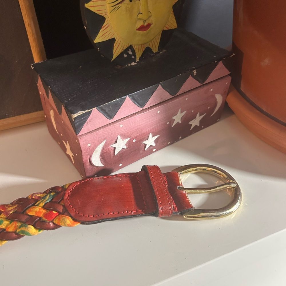 Escada Colorful Braided Belt with Gold Buckle Made in Italy 42 - Picture 6 of 15